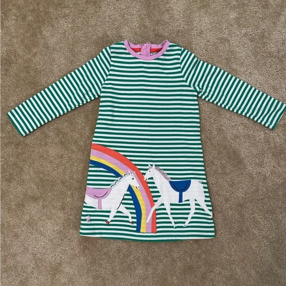 Joules | Dresses | Joules Green And White Striped Dress With Pink Accents |  Poshmark